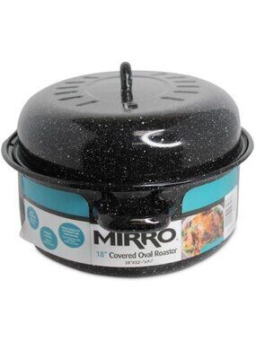 Mirro 7 Quart Enamel Steel Oval Roaster Dutch Oven Black Size OS Defected